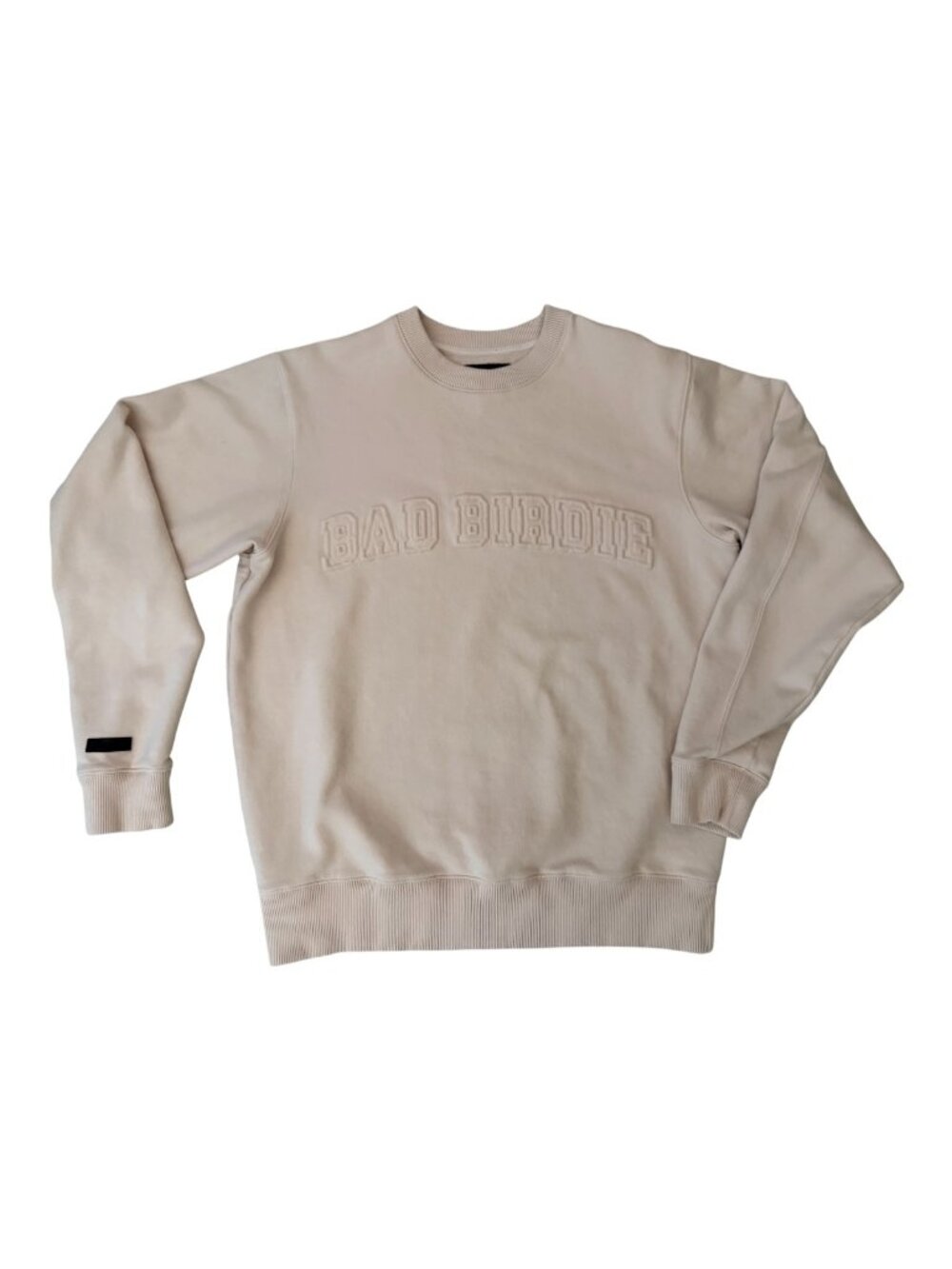 Bad Birdie Golf Embossed Logo Crewneck Sweatshirt Cream Men's Medium Pullover